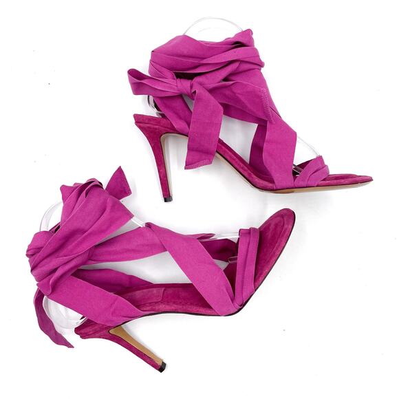 Isabel Marant Arieli Ankle Tie Sandals Pink Lace-up Stiletto Sz 40 / 9.5 US - Picture 5 of 13